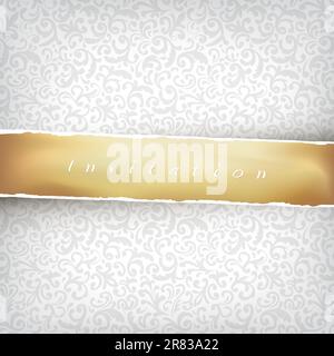 Floral Ornamented Background with Golden Tape. Vector, EPS10 Stock Vector