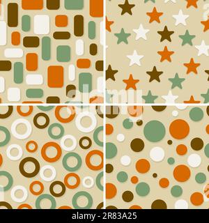 four retro abstract vector seamless patterns, can be used as pattern, backgrounds, christmas wrapping paper Stock Vector