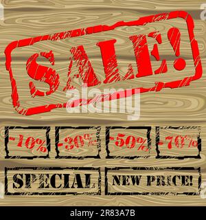 background with stamp SALE, this illustration may be useful as designer work Stock Vector