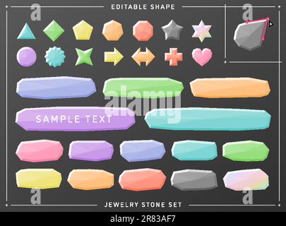 Jewelry graphic material that can be edited while maintaining 3D shape. Stock Vector