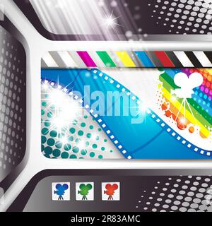 Banner with film frames, camera and stars Stock Vector