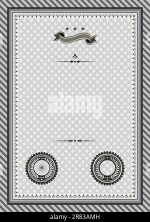 Template for coupon, diploma or certificate with seals and ornaments. Vector illustration, easy to change colors and edit Stock Vector