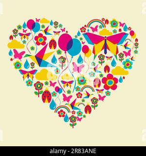 Happy spring time heart composition. Vector file available. Stock Vector