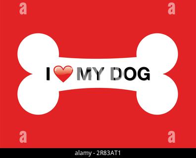 I love my dog and cartoon bone over red background. Vector file layered for easy manipulation and custom coloring. Stock Vector