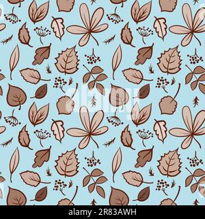 Seamless autumn leaves texture pattern. Vector background Stock Vector