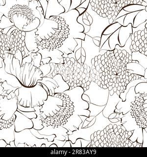 Cartoon style floral seamless background Stock Vector