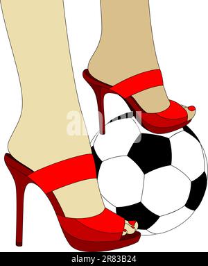 background with ball and legs, this illustration may be useful as designer work Stock Vector