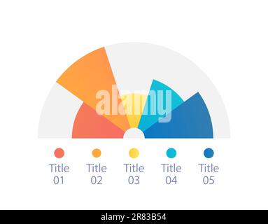 Semicircle infographic chart design template with five sectors Stock Vector