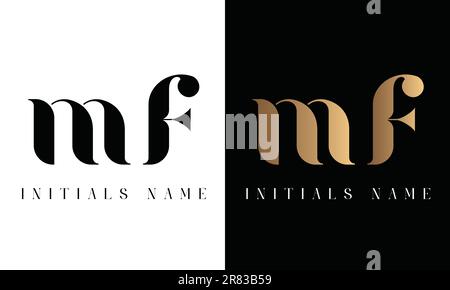 Luxury Initial MF or FM Monogram Text Letter Logo Design Stock Vector