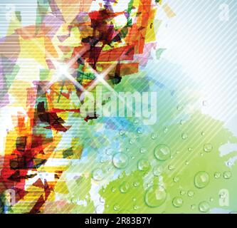 Abstract illustration with shattered elements on soft textured background. Stock Vector