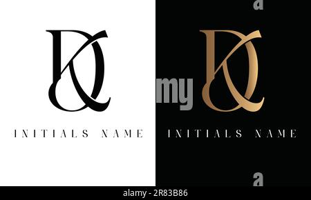 Luxury Initial DK or KD Monogram Text Letter Logo Design Stock Vector
