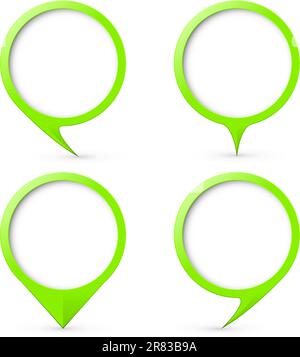 Green map text marker.  Illustration for design on white background Stock Vector