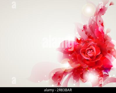 Abstract  soft  background with red rose Stock Vector