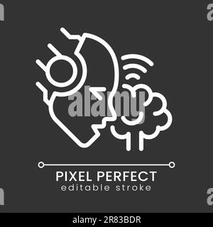 AI reads minds pixel perfect white linear icon for dark theme Stock Vector