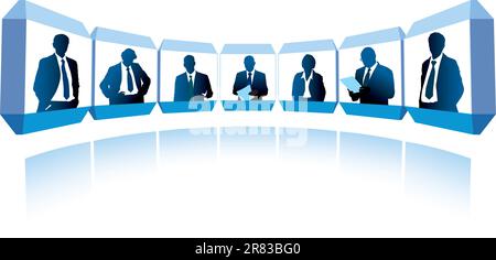 Group of successful businesspeople having a video conference Stock Vector