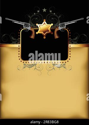 ornate frame with guns, this illustration may be useful as designer work Stock Vector