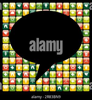 Social media bubble over mobile phone green app icons. Vector file available. Stock Vector