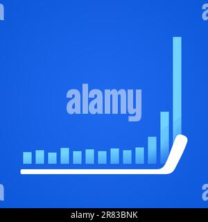 Financial growth in hockey stick shape on blue background Stock Vector