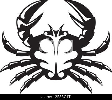Black and white tribal icon of a crab. Stock Vector