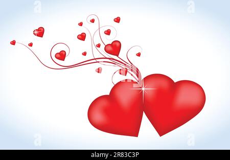 Two red hearts - symbol of love Stock Vector