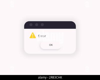 Error message. System alert window. Bug notification popup. Stock Vector