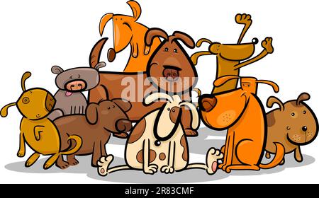 Cartoon Illustration of Cute Dogs or Puppies Group Stock Vector