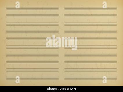 Vintage blank sheet music page. Old music paper with empty stave for  writing notes., Stock vector