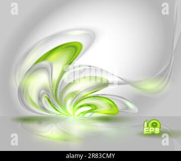 Abstract gray waving background with green elements Stock Vector