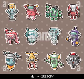 robot stickers Stock Vector