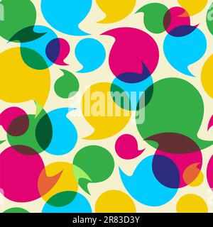 Colorful social media speech transparency bubbles seamless pattern background. Vector file layered for easy manipulation and custom coloring. Stock Vector