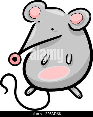 cartoon illustration of cute little gray mouse Stock Vector