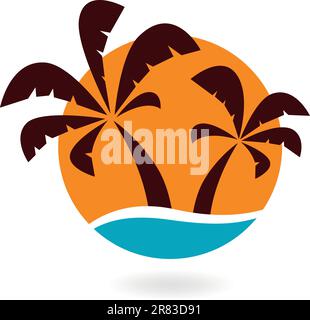 Tropical palms with sea sign vector. Stock Vector