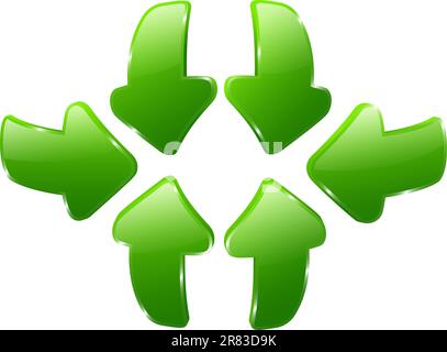 Illustration of 3d green arrows Stock Vector