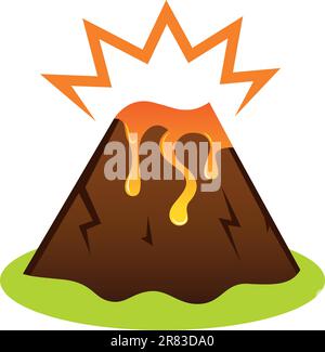 Island volcano with lava icon isolated on white Stock Vector