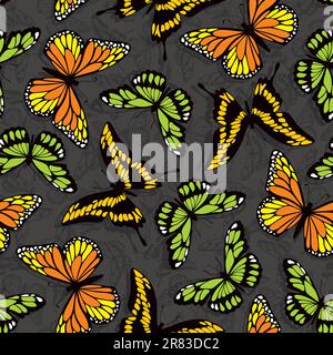 Seamless pattern with stylized vector butterflies Stock Vector