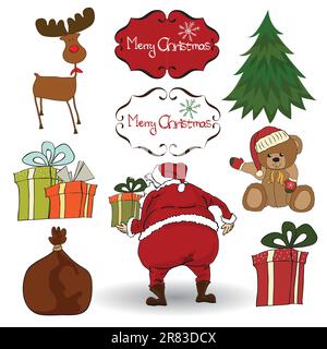 Christmas elements set isolated on white background Stock Vector
