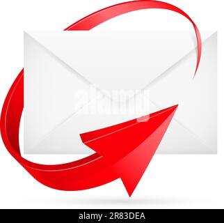 Vector E-mail with arrow. Illustration for design on white background Stock Vector