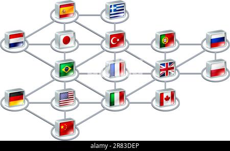 World network concept of connections between different countries or of an international team Stock Vector