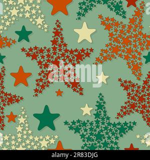 vector seamless pattern with christmas stars, eps 8 Stock Vector