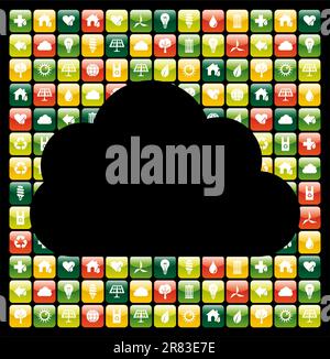 Cloud computing over iphone green app icons background. Vector file available. Stock Vector