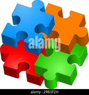 Colorful puzzles. Illustration for design on white background Stock Vector
