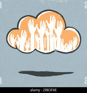 Cloud hands. Hand-drawn vector illustration, EPS10. Stock Vector