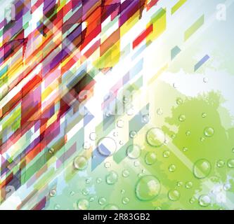Abstract illustration with shattered elements on soft textured background. Stock Vector