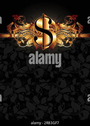 ornate frame with dollars, this illustration may be useful as designer work Stock Vector