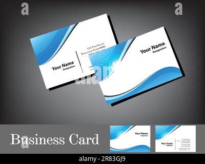 abstract glossy blue business card vector illustration Stock Vector