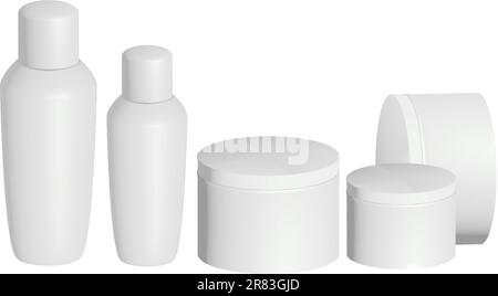 Set of realistic cosmetic clean bottles, white vector blank templates ...