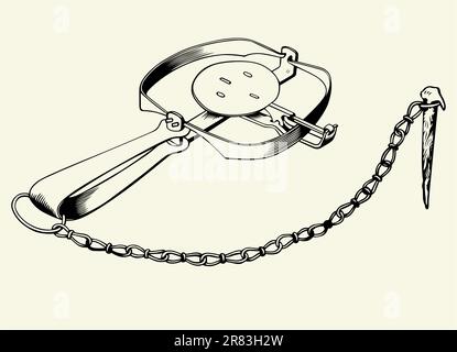 Animal trapping on the chain on color background Stock Vector