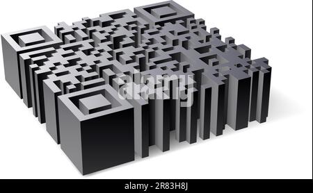 3D QR Code. Abstract illustration of designer on white background Stock Vector