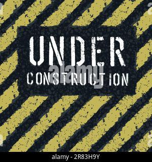 Under construction message on asphalt background. Vector, EPS8 Stock Vector