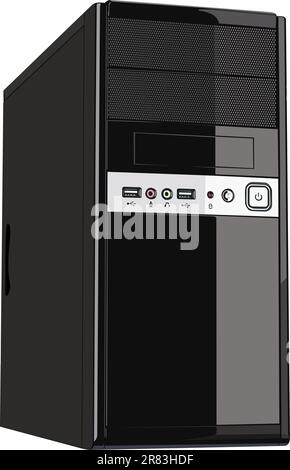 Computer case isolated on white background Stock Vector